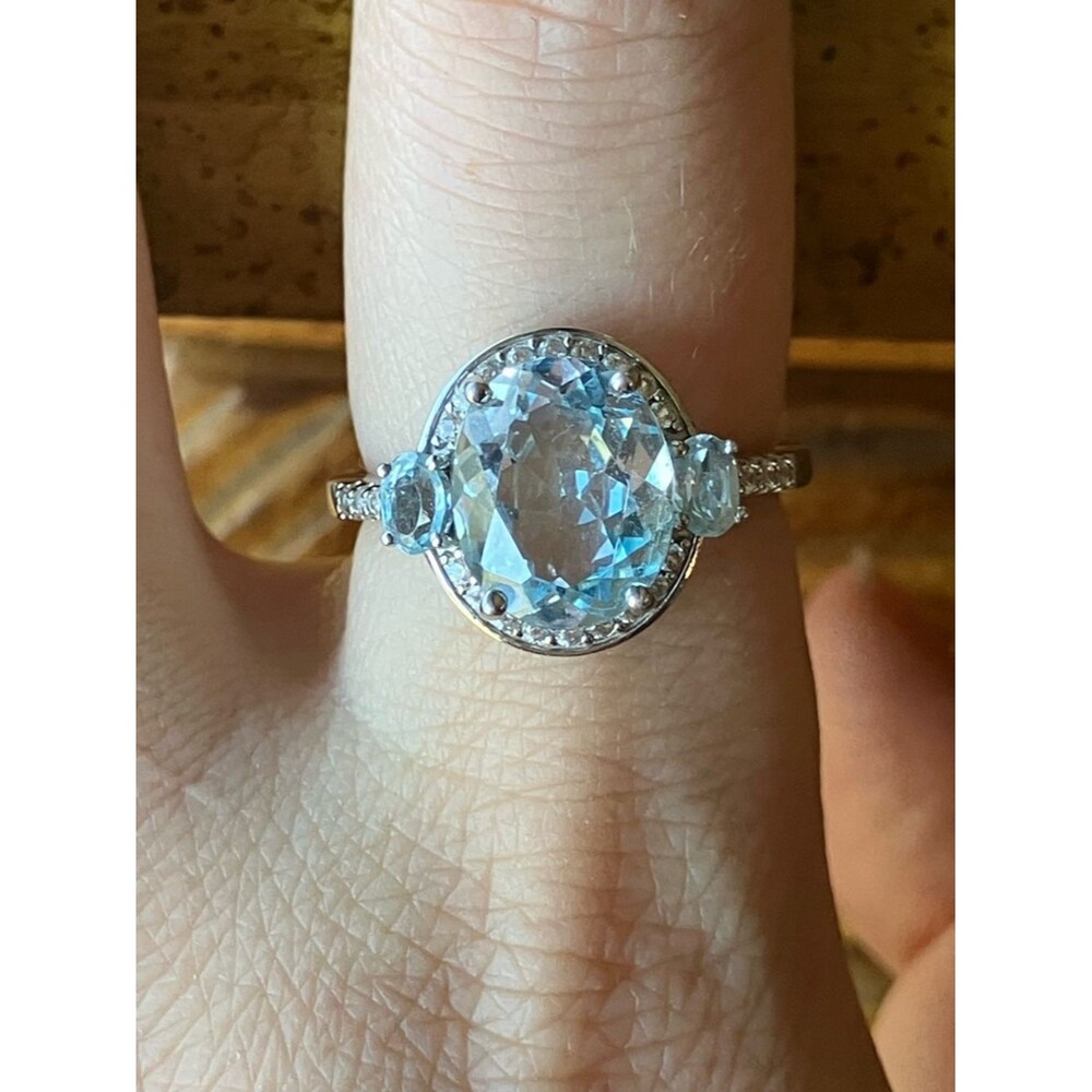 Sky Blue Topaz Sterling Silver Ring Size 8